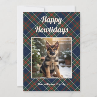 Cartes Pour Fêtes Annuelles Joyeux Howlidays Chien Bleu Plaid Noël