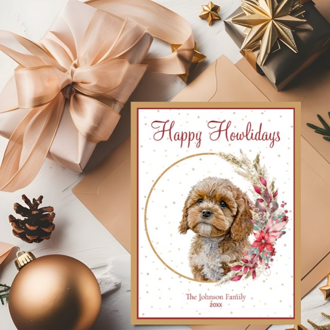 Cartes Pour Fêtes Annuelles Joyeux Howlidays Chien Cavapoo Mignon (Créateur téléchargé)