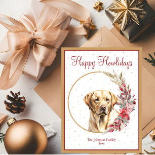 Cartes Pour Fêtes Annuelles Joyeux Howlidays Chien Labrador Jaune Mignon