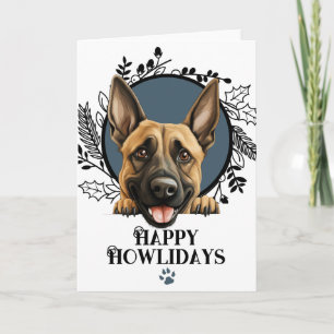 Cartes Pour Fêtes Annuelles Joyeux Howlidays Chien Malinois Belge Noël