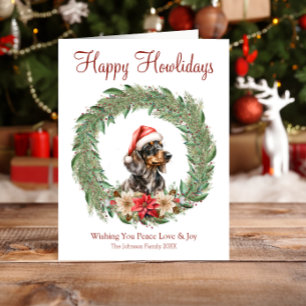 Cartes Pour Fêtes Annuelles Joyeux Howlidays Chien Mignon Dachshund