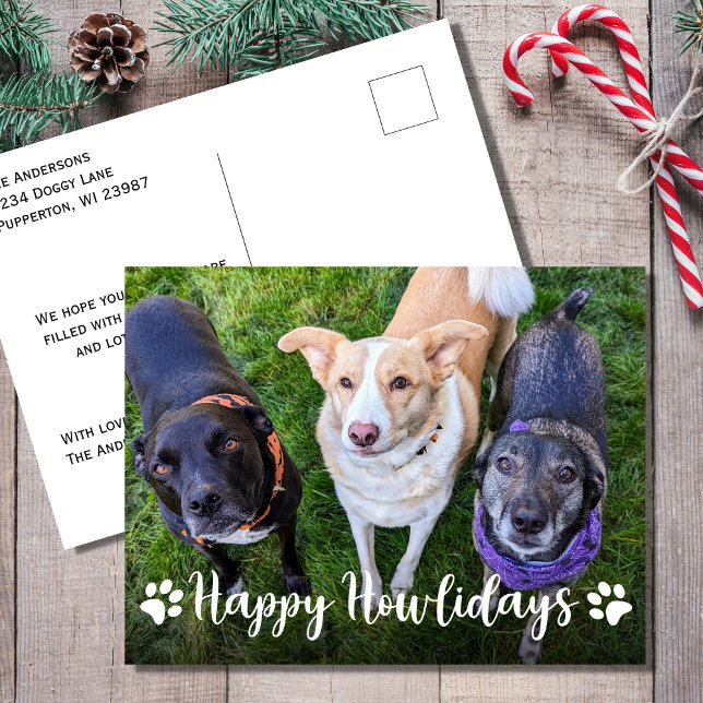 Cartes Pour Fêtes Annuelles Joyeux Howlidays Chien Photo Noël (Créateur téléchargé)