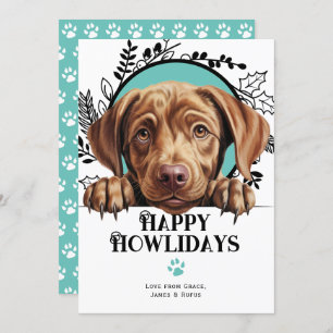 Cartes Pour Fêtes Annuelles Joyeux Howlidays Chocolate Labrador Chien Noël