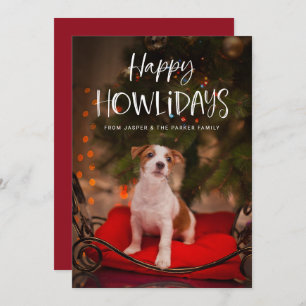 Cartes Pour Fêtes Annuelles Joyeux Howlidays Cute chien animal de compagnie