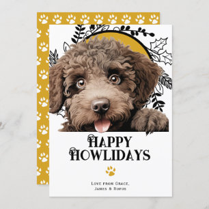 Cartes Pour Fêtes Annuelles Joyeux Howlidays espagnol Water Dog Noël