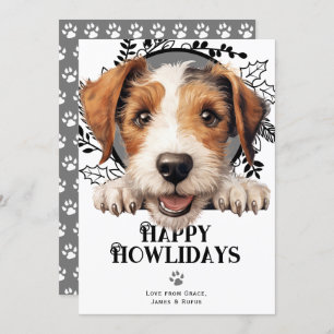 Cartes Pour Fêtes Annuelles Joyeux Howlidays Fil Fox Terrier Chien Noël