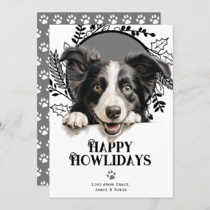 Cartes Pour Fêtes Annuelles Joyeux Howlidays Frontière Collie Chien Noël
