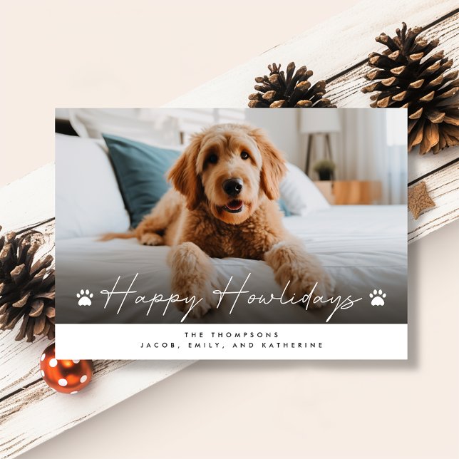Cartes Pour Fêtes Annuelles Joyeux Howlidays Funny Pet Dog Photo Noël (Créateur téléchargé)