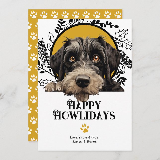 Cartes Pour Fêtes Annuelles Joyeux Howlidays Giant Schnauzer Chien Noël (Devant / Derrière)