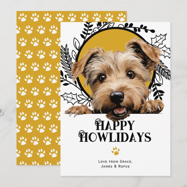 Cartes Pour Fêtes Annuelles Joyeux Howlidays Glen of Imaal Terrier Christmas (Devant / Derrière)