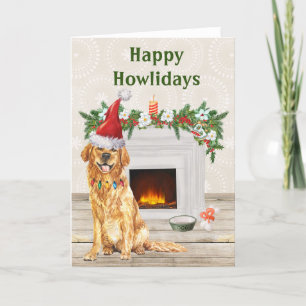 Cartes Pour Fêtes Annuelles Joyeux Howlidays Golden Retriever Dog Christmas