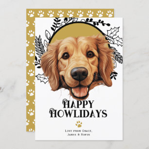 Cartes Pour Fêtes Annuelles Joyeux Howlidays Golden Retriever Dog Christmas