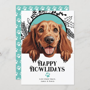 Cartes Pour Fêtes Annuelles Joyeux Howlidays Irish Setter Dog Christmas