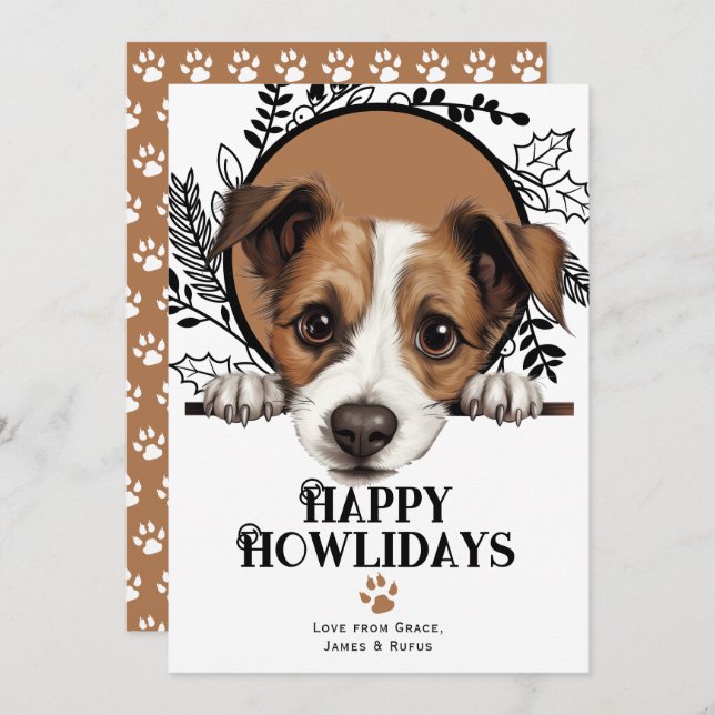Cartes Pour Fêtes Annuelles Joyeux Howlidays Jack Russell Terrier Chien Noël (Devant / Derrière)