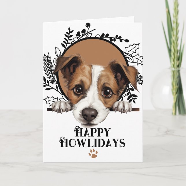 Cartes Pour Fêtes Annuelles Joyeux Howlidays Jack Russell Terrier Chien Noël (Devant)