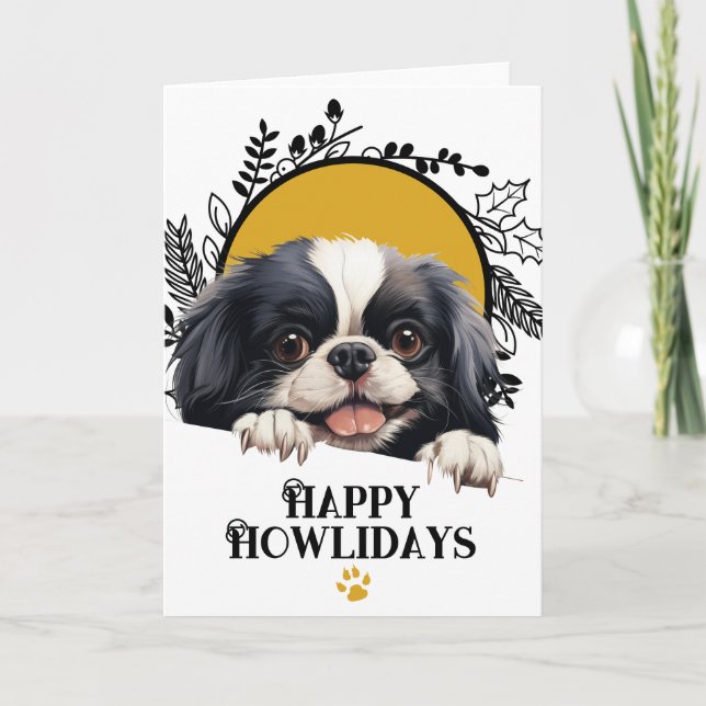 Cartes Pour Fêtes Annuelles Joyeux Howlidays Japonais Chien Chin Noël (Devant)
