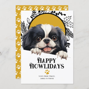 Cartes Pour Fêtes Annuelles Joyeux Howlidays Japonais Chien Chin Noël