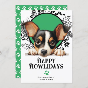 Cartes Pour Fêtes Annuelles Joyeux Howlidays Jouet Fox Terrier Chien Noël