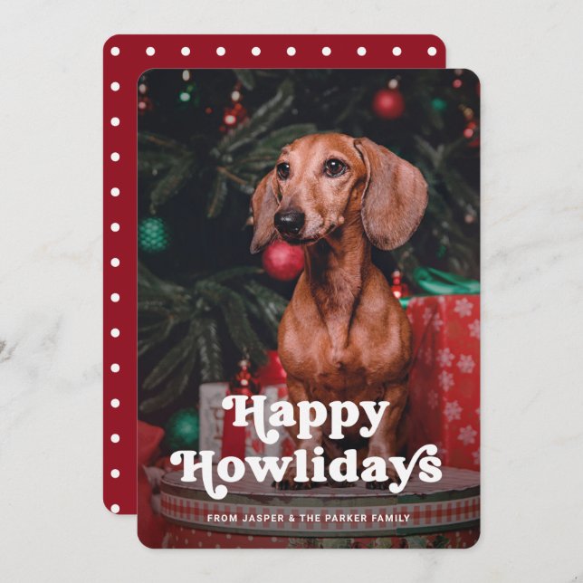 Cartes Pour Fêtes Annuelles Joyeux Howlidays | La photo de votre chien drôle d (Devant / Derrière)