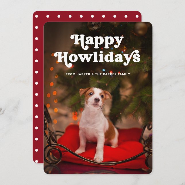 Cartes Pour Fêtes Annuelles Joyeux Howlidays | La photo drôle de Noël de votre (Devant / Derrière)