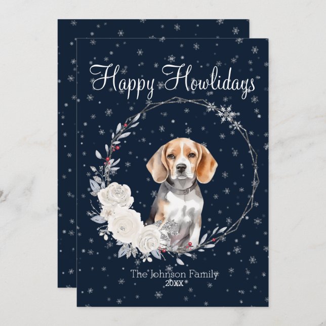 Cartes Pour Fêtes Annuelles Joyeux Howlidays mignon chien Beagle (Devant / Derrière)