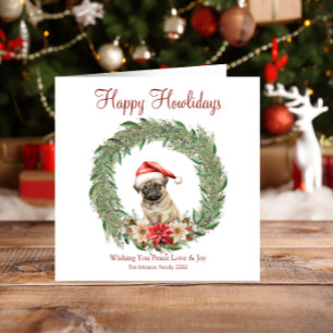Cartes Pour Fêtes Annuelles Joyeux Howlidays mignon chien Carlin