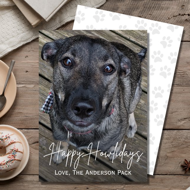 Cartes Pour Fêtes Annuelles Joyeux Howlidays mignon chien photo Noël (Créateur téléchargé)