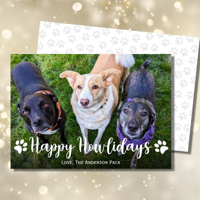 Cartes Pour Fêtes Annuelles Joyeux Howlidays mignon chien photo Noël (Créateur téléchargé)