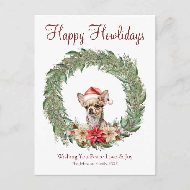Cartes Pour Fêtes Annuelles Joyeux Howlidays mignon Chihuahua Chig (Devant)