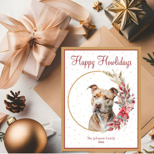 Cartes Pour Fêtes Annuelles Joyeux Howlidays mignon Pitbull Dog
