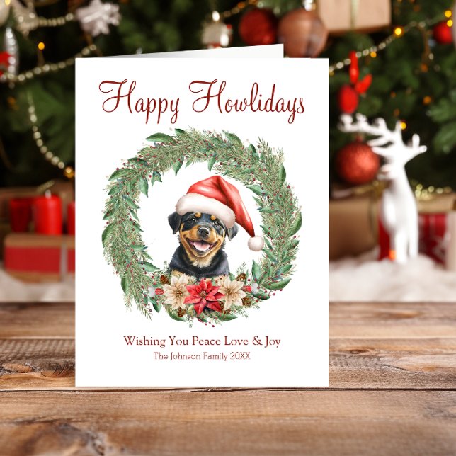Cartes Pour Fêtes Annuelles Joyeux Howlidays mignon Rottweiler Chig (Créateur téléchargé)