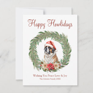 Cartes Pour Fêtes Annuelles Joyeux Howlidays mignon Saint Bernard Dog