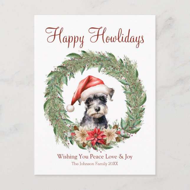 Cartes Pour Fêtes Annuelles Joyeux Howlidays mignon Schnauzer Chien de petite  (Devant)