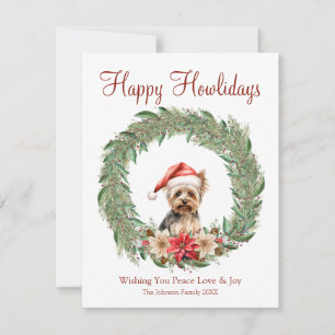 Cartes Pour Fêtes Annuelles Joyeux Howlidays mignon Yorkie Chien