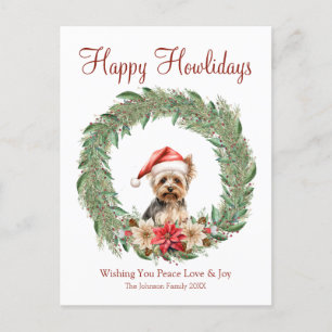 Cartes Pour Fêtes Annuelles Joyeux Howlidays mignon Yorkie Chien