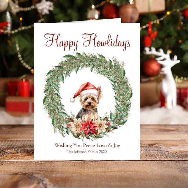 Cartes Pour Fêtes Annuelles Joyeux Howlidays mignon Yorkie Chien (Créateur téléchargé)