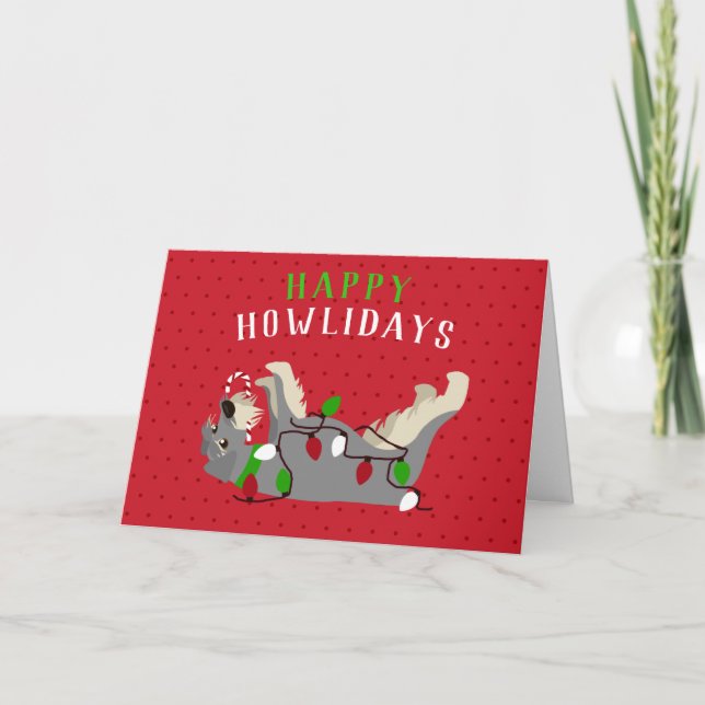 Cartes Pour Fêtes Annuelles Joyeux HOWLidays mignons Schnauzer Noël (Devant)