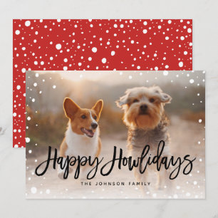 Cartes Pour Fêtes Annuelles Joyeux Howlidays Neige   Photo de Noël de votre an