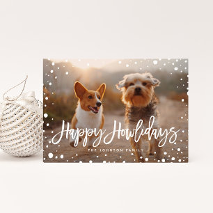 Cartes Pour Fêtes Annuelles Joyeux Howlidays Neige   Photo de Noël de votre an
