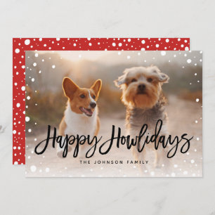 Cartes Pour Fêtes Annuelles Joyeux Howlidays Neige   Photo de Noël pour animau
