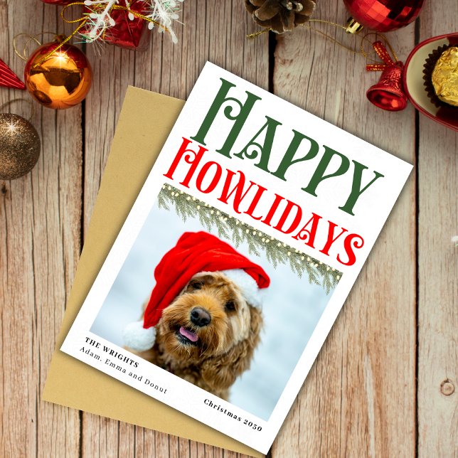 Cartes Pour Fêtes Annuelles Joyeux Howlidays Noël Amoureux des chiens Salutati (Créateur téléchargé)