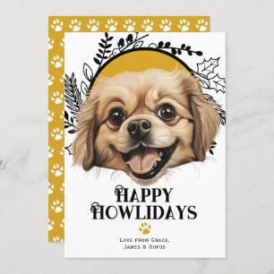 Cartes Pour Fêtes Annuelles Joyeux Howlidays Noël de chien espagnol tibétain