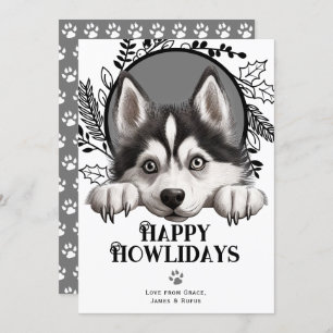Cartes Pour Fêtes Annuelles Joyeux Howlidays Noël de Chien Husky Sibérien