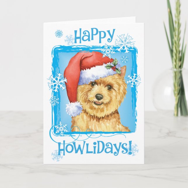 Cartes Pour Fêtes Annuelles Joyeux Howlidays Norwich Terrier (Devant)