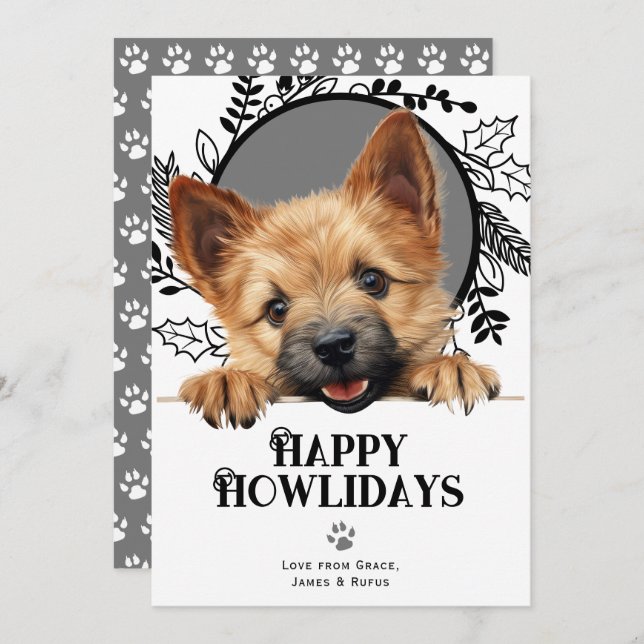 Cartes Pour Fêtes Annuelles Joyeux Howlidays Norwich Terrier Dog Christmas (Devant / Derrière)