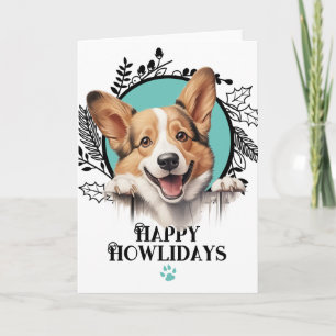 Cartes Pour Fêtes Annuelles Joyeux Howlidays Pembroke Welsh Corgi Chien Noël