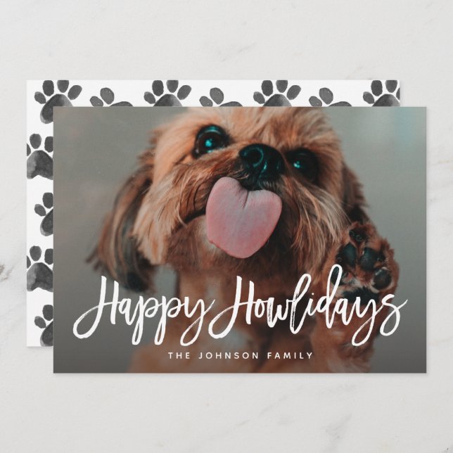 Cartes Pour Fêtes Annuelles Joyeux Howlidays Pet Photo Christmas (Devant / Derrière)