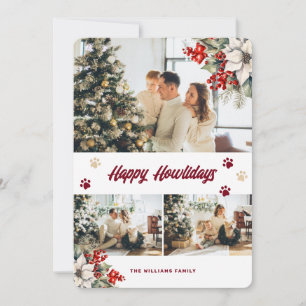 Cartes Pour Fêtes Annuelles Joyeux Howlidays Photo Botanique Rouge
