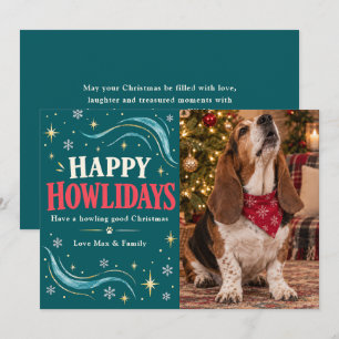 Cartes Pour Fêtes Annuelles Joyeux Howlidays Photo de chien de Noël