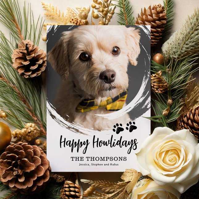Cartes Pour Fêtes Annuelles Joyeux Howlidays Photo de chien de Noël (Créateur téléchargé)
